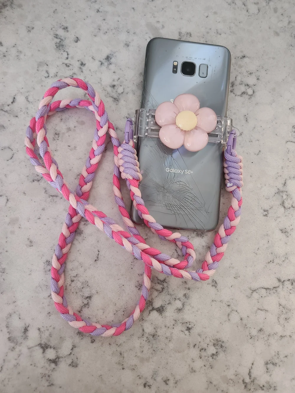 Pink Flower Phone Clip